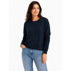 Sundry Navy Snake Print Sweatshirt S Made in USA Soft French Terry Pullover